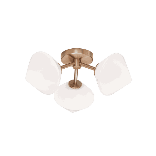 Aged Gold Brass Three Light Ceiling Mount from the Novo Collection