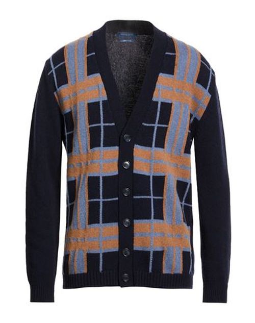 Man Cardigan Navy Size L Merino Wool, Polyamide
