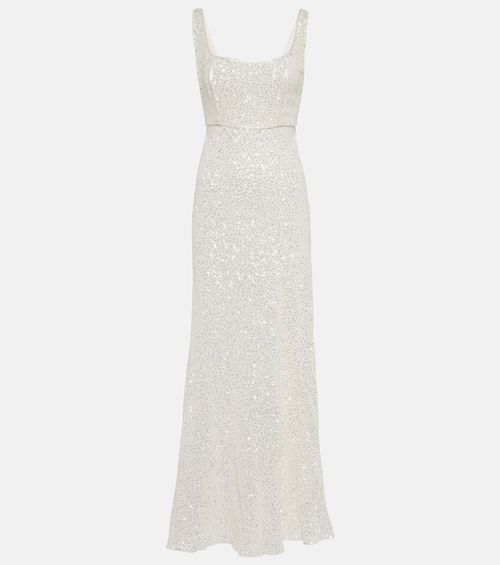 Rixo Annabella lace-trimmed satin maxi dress