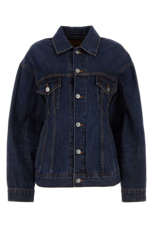 Cotton-Silk Denim Jacket — Navy
