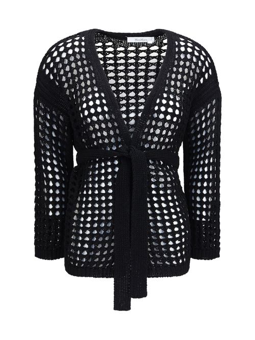 Open-Weave Cotton Cardigan — Black