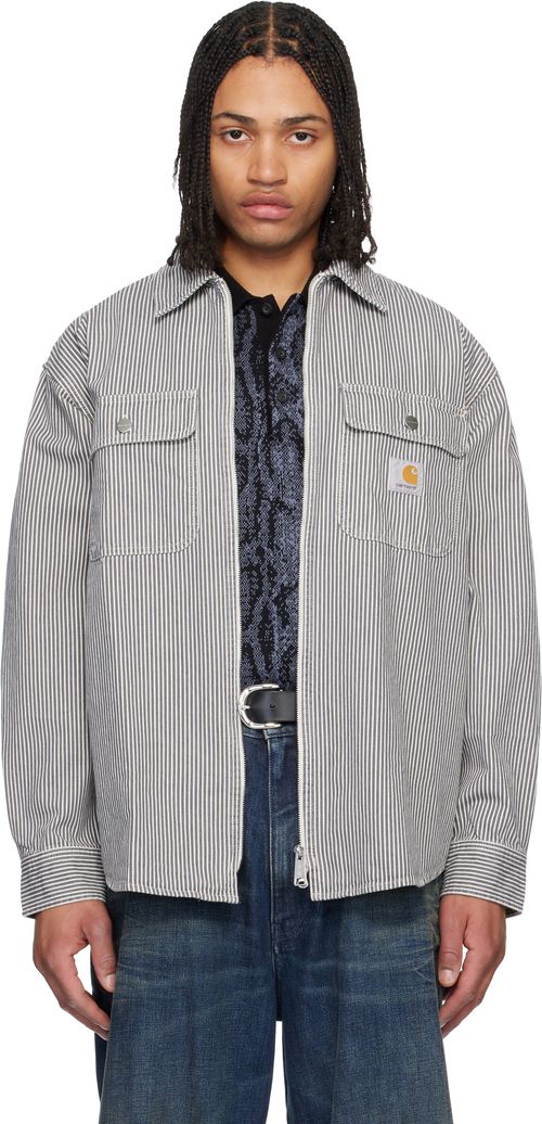 White & Gray Mercer Stripe Overshirt