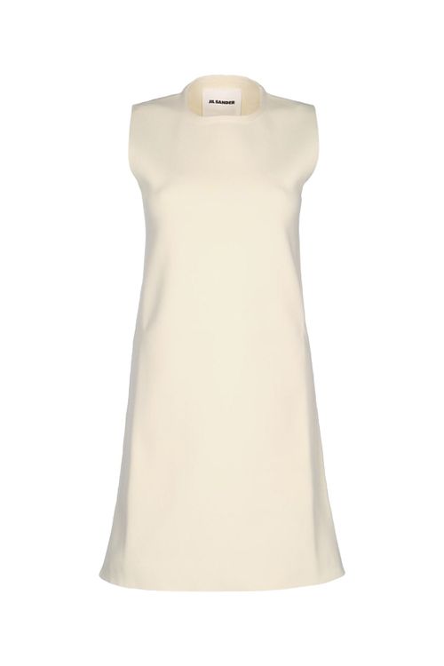 Sleeveless Shift Dress — Beige