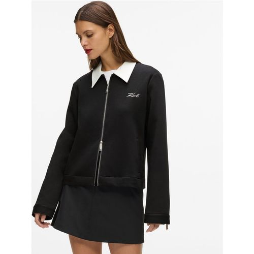 Karl Lagerfeld - Karl Dna Sweatshirt Mit Reißverschluss, Damen, Weiss/schwarz, Größe