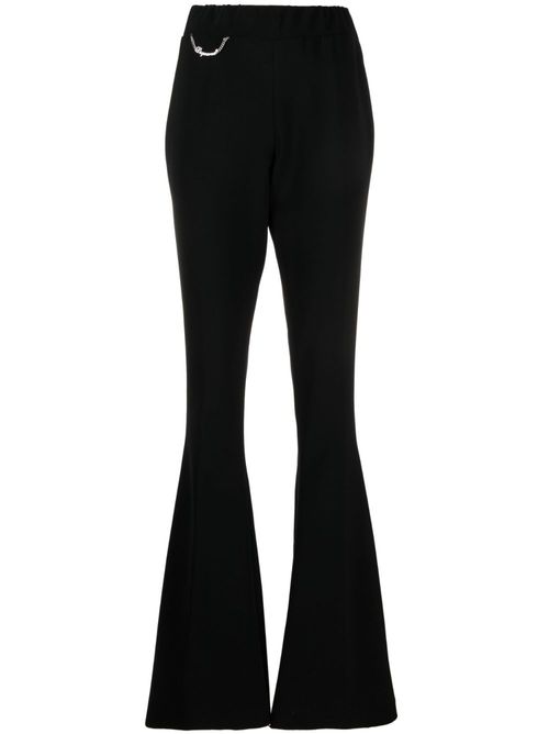 Chain-embellished flared trousers - Black