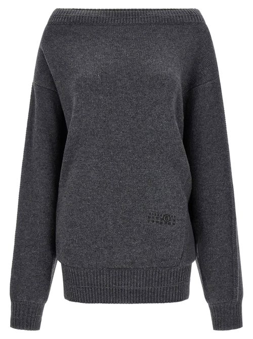 Off-the-Shoulder Merino Wool Sweater — Charcoal
