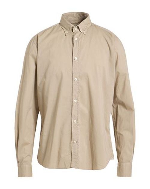 Man Shirt Beige Size 16 Cotton, Elastane