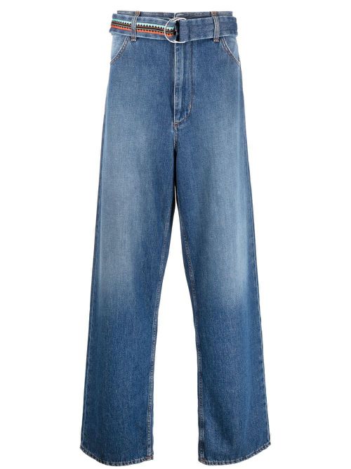Belted wide-leg jeans - Blue