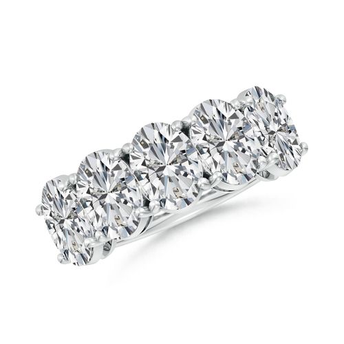 Angara 5.0 Carats Oval Diamond Five Stone Classic Anniversary Ring in 14K White Gold