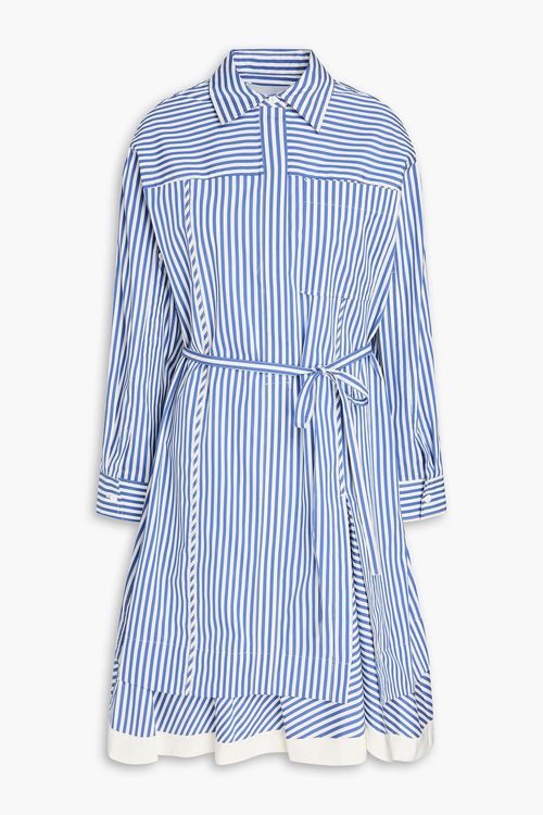 Striped cotton and silk-blend poplin shirt dress - Blue - US 0