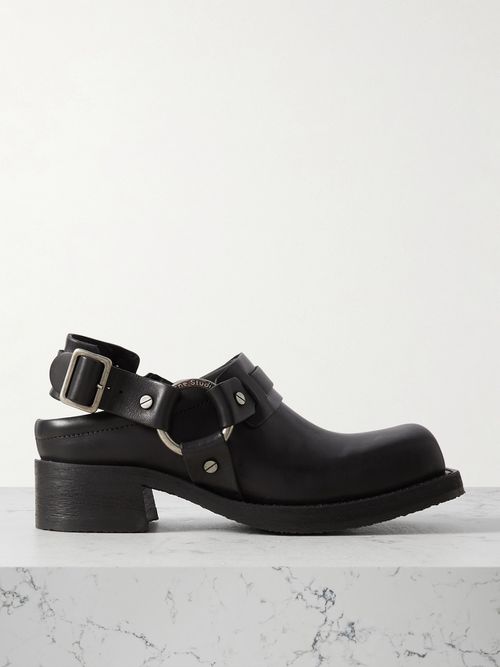 Balius Leather Mules - Black