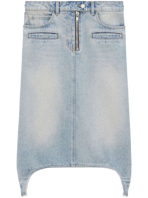 Suspenders denim midi-skirt - Blue