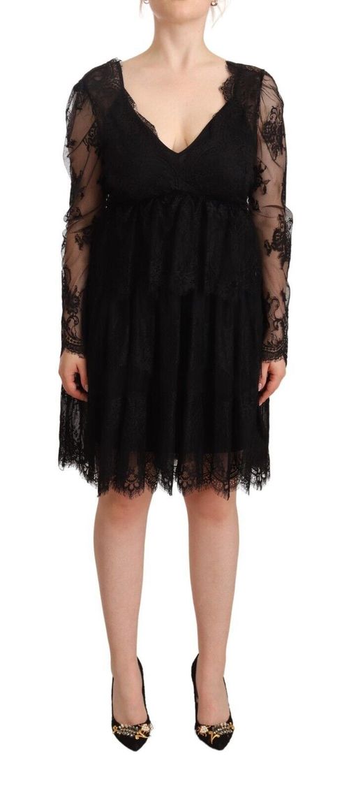 Floral Lace Dress — Black