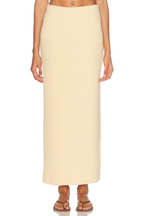 Enza Costa Boucle Knit Skirt in Bleached Sand - Cream.  XS also in L
