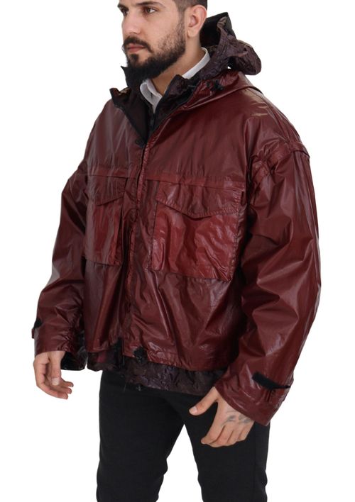 Hooded Cotton Jacket — Burgundy