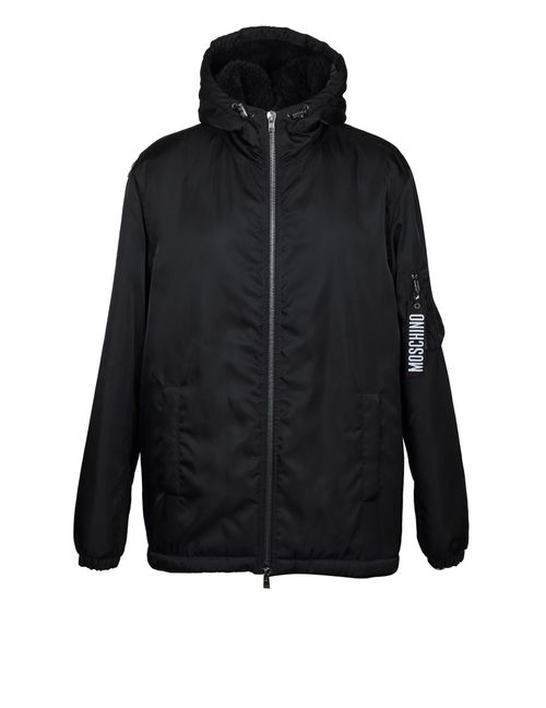 Logo charm padded jacket in black
