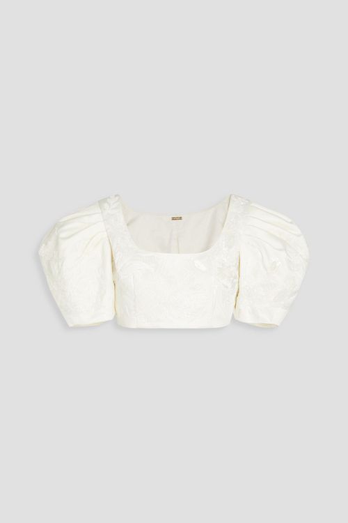 Sinai cropped embellished duchesse-satin top