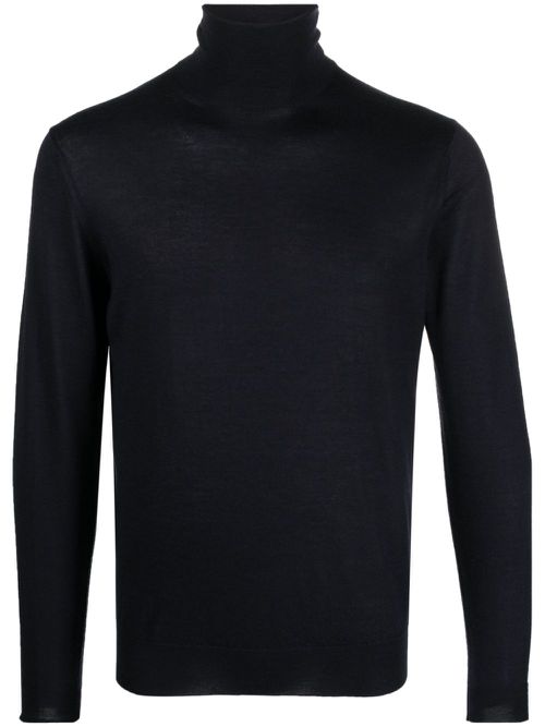 Roll-neck cashmere-blend jumper - Blue