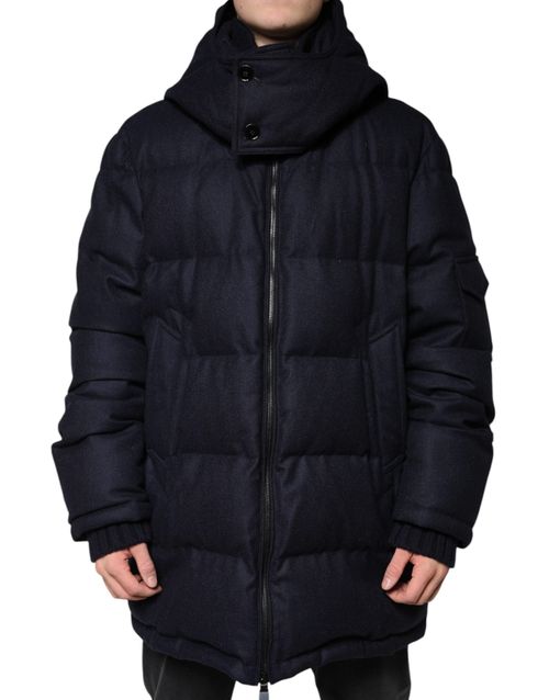 Nylon Hooded Puffer Down Jacket — Black