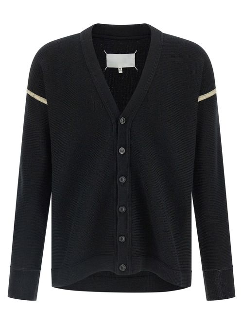 Virgin Wool with Elbow Patches Cardigan — Black