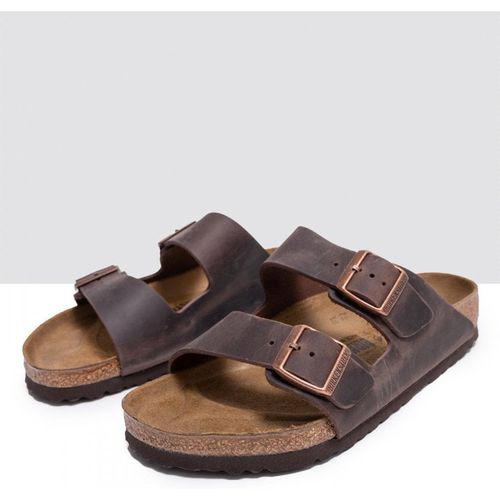 Birkenstock Womens Arizona Oiled Leather LEOI Unisex Sandals - Brown Faux Leather - Size UK 5