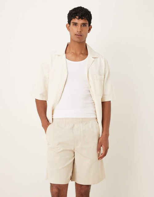 Loose fit shorts with elasticated waist in beige-Neutral