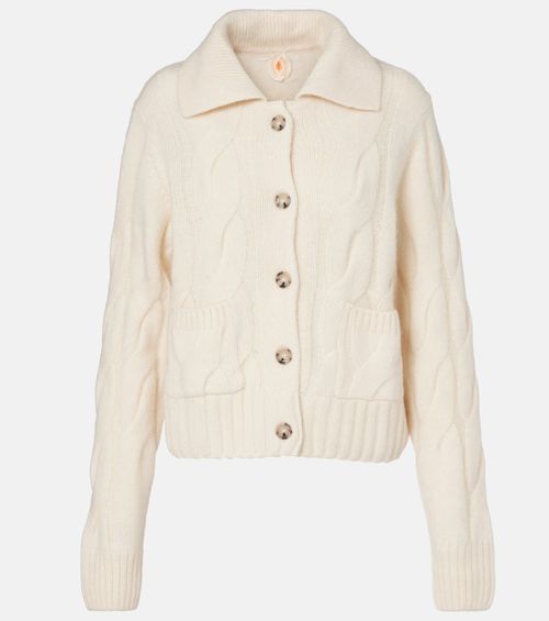 Cable-knit cashmere and silk cardigan