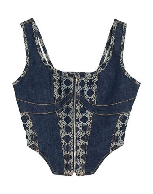 Woman Top Blue Size L Cotton, Elastane