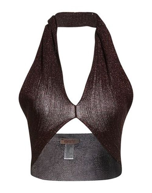 Woman Top Dark brown Size ONESIZE Viscose, Polyester, Metallic Polyester