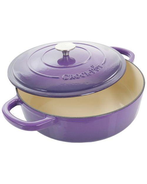 Crockpot Artisan 2Pc 5Qt Lavender Enameled Cast Iron Braiser With Lid