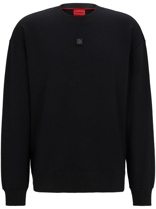 Logo-patch stretch-cotton hoodie - Black