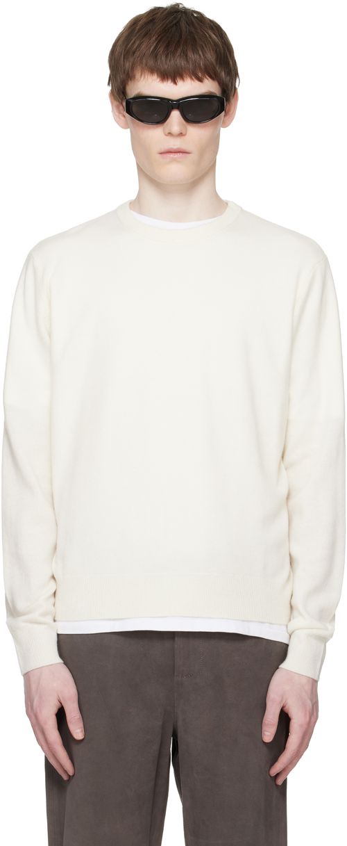 White Knit Crewneck Sweater