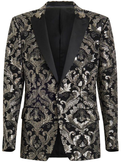 Bead-embellished single-breasted blazer - Black