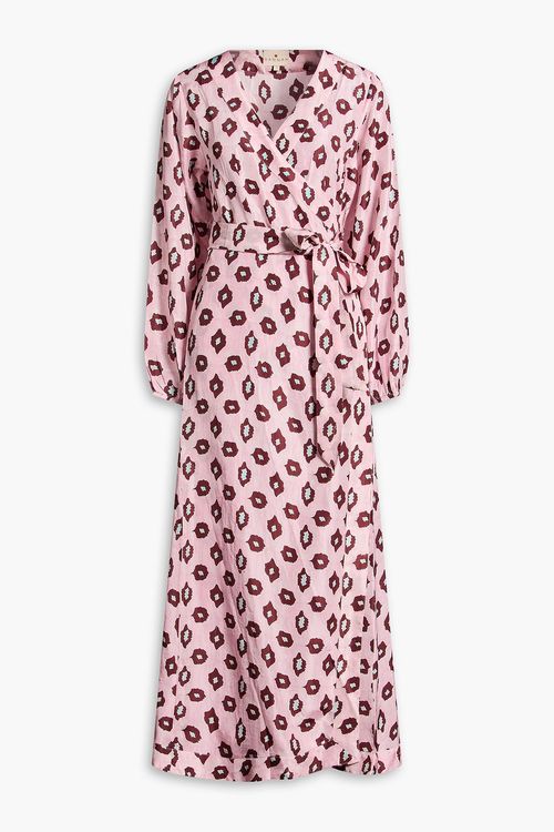 Luna printed silk midi wrap dress - Pink - 1