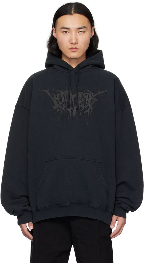 VETEMENTS Black Drip Metal Oversized Hoodie