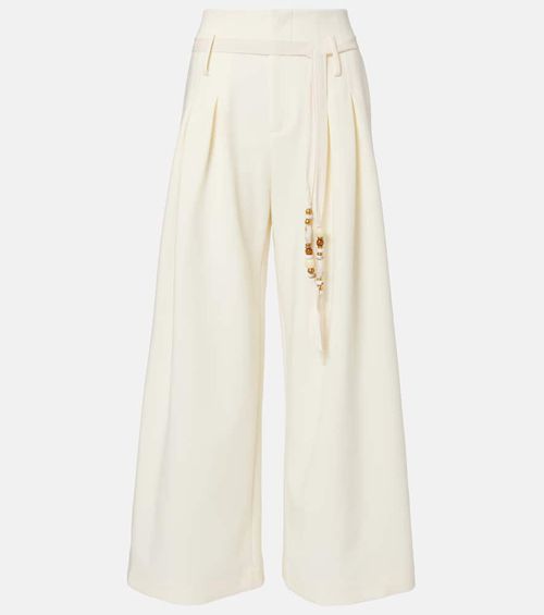 Pleated high-rise wide-leg pants
