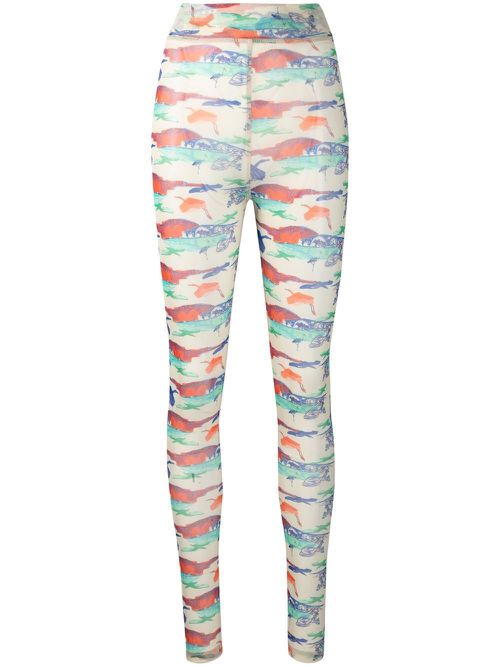 Printed mesh leggings - Neutrals