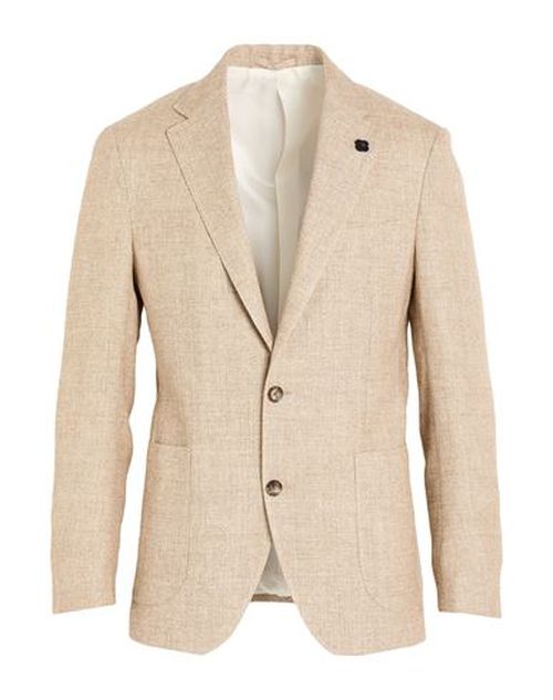 Man Blazer Beige Size 38 Linen, Wool