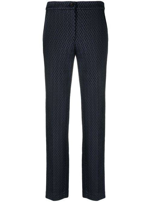 Chevron-jacquard cropped trousers - Blue
