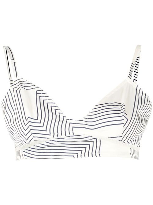 Stripe-pattern sports bra - White