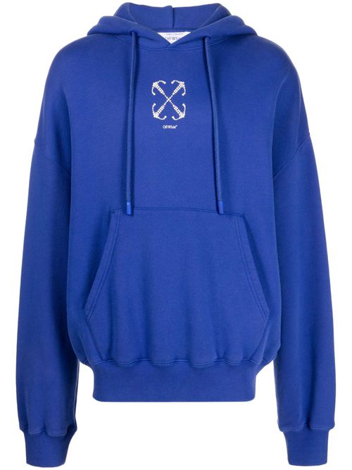 Arrows beaded cotton hoodie - Blue