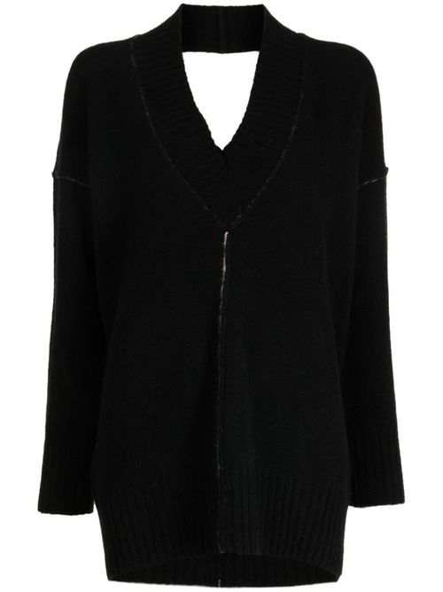 Open-back V-neck jumper - Black