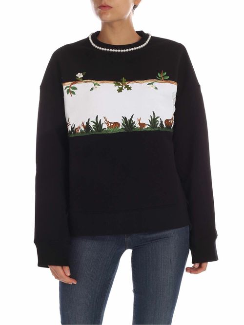 Black sweatshirt with rabbit patch