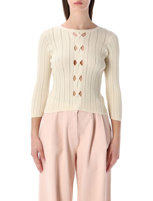 Reversible Rib-Knit Jumper for Women - 3/4-Length Sleeves
