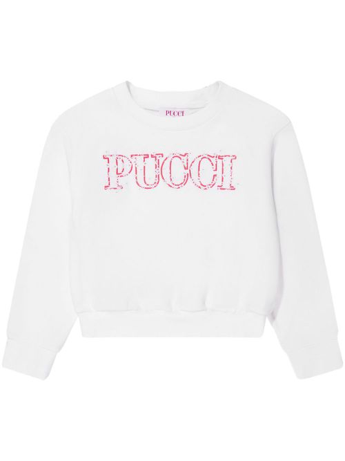 Logo-embroidered cotton sweatshirt - White