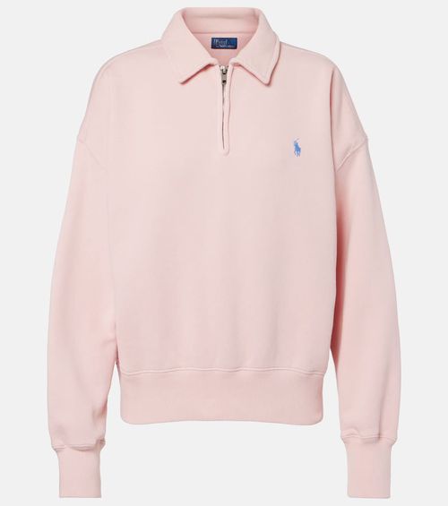 Cotton-blend fleece half-zip sweatshirt