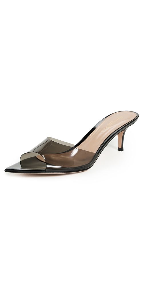 Gianvito Rossi Elle 55 Glass + Vernice Sandals Fume/Black