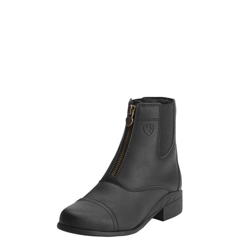 Kid's Scout Zip Paddock Boots in Black Leather, B Medium Width
