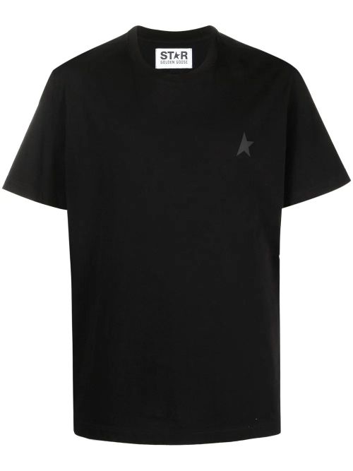 Star-Print Cotton T-Shirt — Black