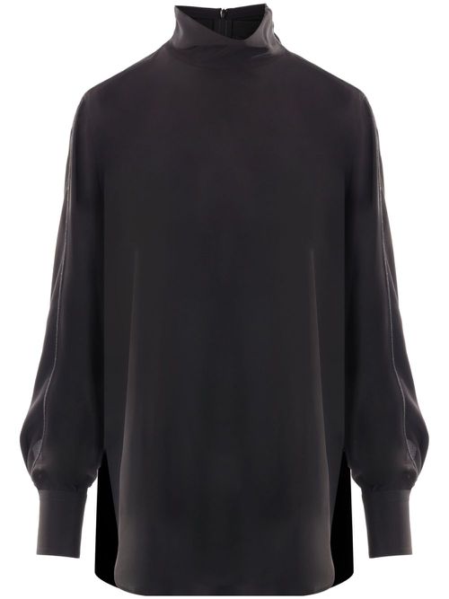 High-neck silk blouse - Black